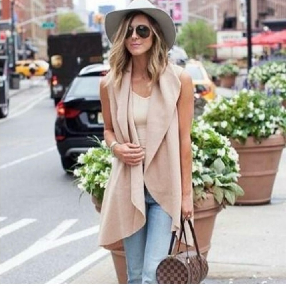 NWT Anthropologie Moth Museum District Beige Open Vest 100% Wool Sz XS/S RN66170